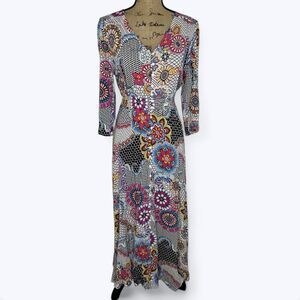 M Nollby Maxi Dress Womens Sz XL Floral Maximalist Bold Vibrant Statement Artsy